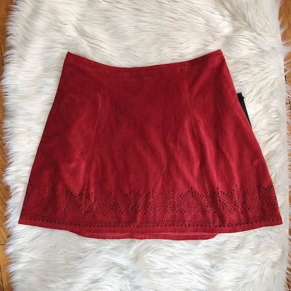 Express Skirts Nwt Rust Faux Suede Laser Cut Hem Mini Skirt 2 Poshmark